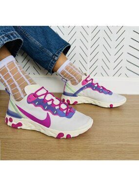 ⭐Nike  React Element 55 Womens Athletic Running Shoes 5 White Sneaker BQ2728-104